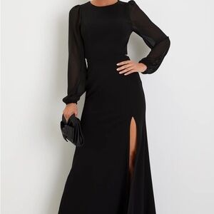 Lulu's Black Sheer Sleeve Maxi Dress